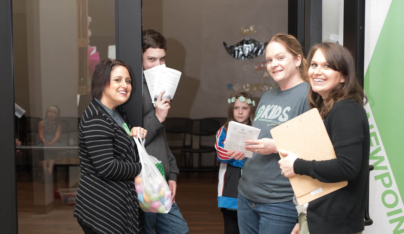 group of people in a doorway