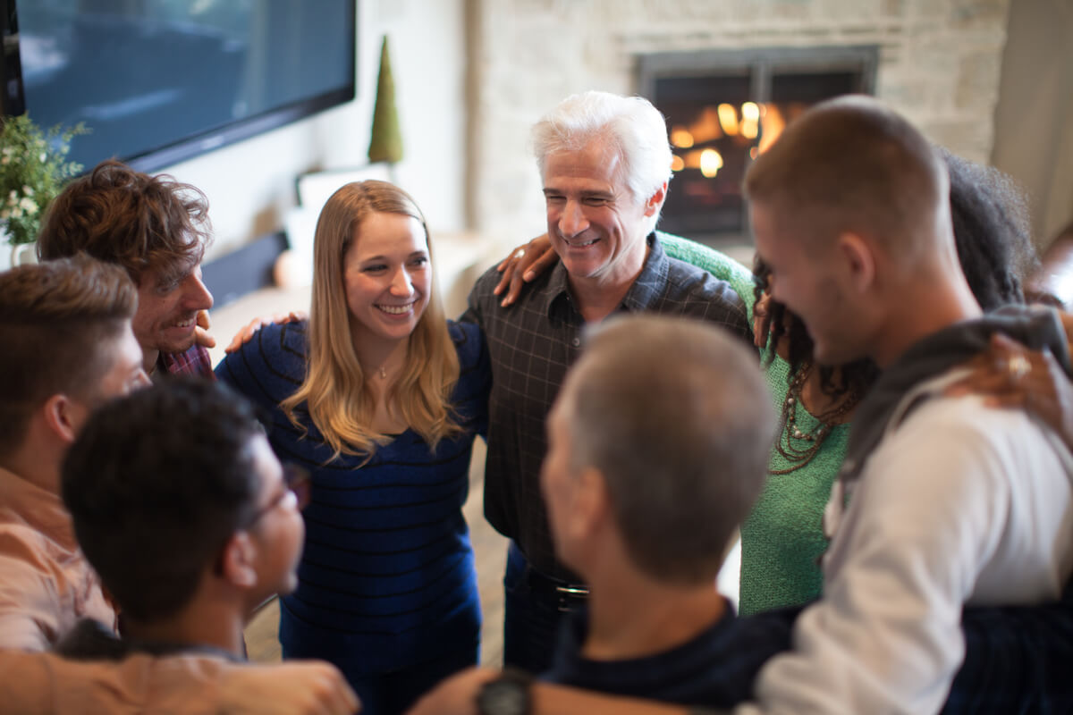 group of people in a circle